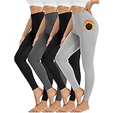 Orrfreer 4 Pack Fleece Lined Leggings Women Thermal Warm Winter Tights High Waisted Yoga Pants Cold Weather Base Layer