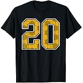 Gold Soccer Pattern Number 20 Jersey Player Uniform #20 T-Shirt