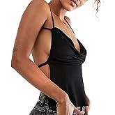 Women Backless Crop Cami Tops Spaghetti Strap Tie Up Camisole Sleeveless Halter Summer Going Out Tops