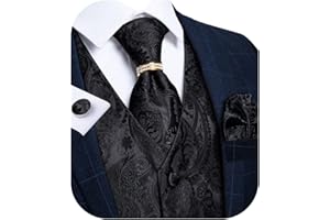 DiBanGu Men's Suit Vest Formal Men Paisley Vest Jacquard Tie Waistcoat Hanky Set With Tie Ring Wedding Party 5PCS