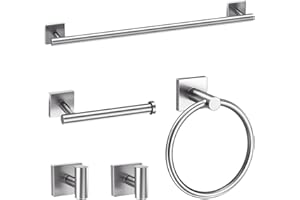 DUMDER 5 Pieces Brushed Nickel Towel Bar Set,Bathroom Hardware Set Stainless Steel Wall-Mounted Bathroom Accessories Set Towe