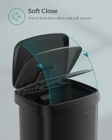 SONGMICS 68L Kitchen Bin Pedal Trash Can with Lid Black LTB520B6802 view 5