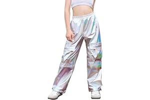 Mirawise Girls Cargo Jogger Pants with Elastic Waist & Multi-Pockets Straight Leg for Outdoor Dance Streetwear 4-13Y