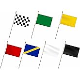 LUSEOAN 20 Pack Checkered Black and White Flags Multicolor Racing Mini Stick Flags Set Small Miniature Handheld Race Car Flag Decorations for Sports Events,5x8 Inch