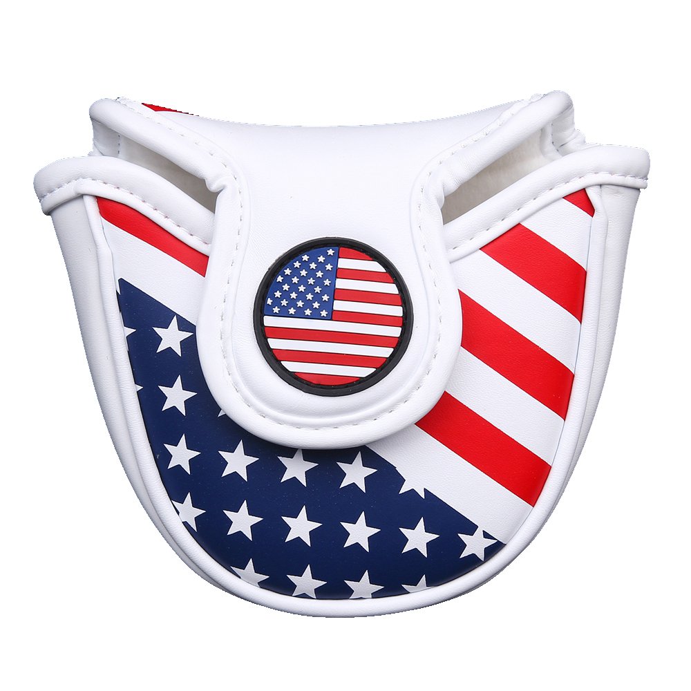 Mallet Head Cover Putter Cover with Magnetic Closure Golf Headcover USA Flag