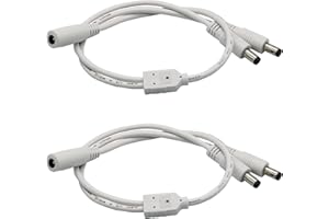 PAUTIX 2-Pack DC 1 Female to 2 Male 5.5mm X 2.1mm Splitter Cable DC Power Adapter for LED Strip Light CCTV Security Cameras(1 to 2)