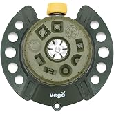 Vego Turret Pattern Sprinkler, 9-Pattern, Heavy-Duty Metal Base, Up to 1115 sq. ft Coverage