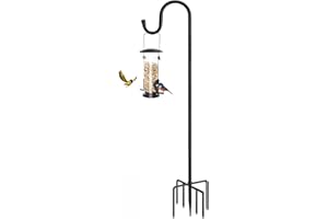 MIUVIBENI 96" Shepherds Hooks for Outdoor, Heavy Duty Bird Feeder Pole for Hanging Lantern, Hummingbird Feeder, Shepherds Hook for Bird Feeders for Outside with 7 Prongs Base,1 Pack