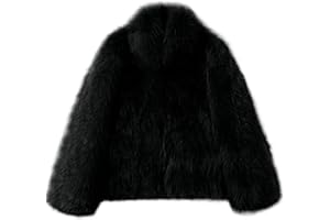 Womens Fur Coat 2024 Winter Long Sleeve Shaggy Outerwear Trendy Open Front Short Jackets Warm Cropped Furry Coats