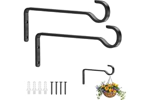 8 Inch 2 Pack Plant Hangers, Brackets for Hanging Plants, Heavy Duty Outdoor Plant Wall Hooks, Garden Plant Wall Hanger for H