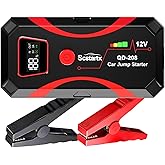 Scstartx 208 Car Battery Jump Starter, Portable Power Battery Pack 2000A Peak 12V Jump Box for Motorcycle Up to 7L Gas & 4L Diesel 3 Modes Flashlight and Safety Jumper Clamps
