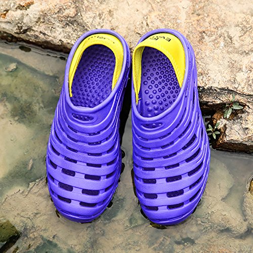 Kqpoinw Summer Unisex Garden Clogs Walking Slippers Lightweight Breathable Sandals Anti-Slip Quick Drying Beach Water Shoes ((Men)6.5 US/40 EU=9.84", Blue)