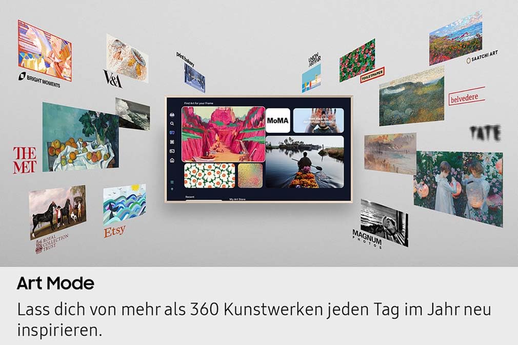 Samsung The Frame LS03F 4K QLED 65 Zoll (163 cm) UHD Fernseher, Modern Frame Design, NQ4 AI Gen2 Prozessor, Art Mode, Artful Picture Quality, One Connect Kabel, Samsung Vision AI Smart TV 8