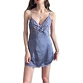 Daiwor Kout Satin Nightgown for Women Sexy Babydoll Lingerie Dress Silk Lace Slip Dress Nithties