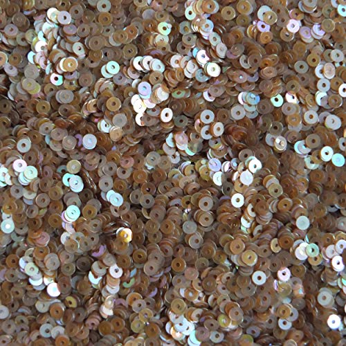 3mm Sequins Flat Round Topaz Dark Amber Semi Frost Rainbow. Made in USA