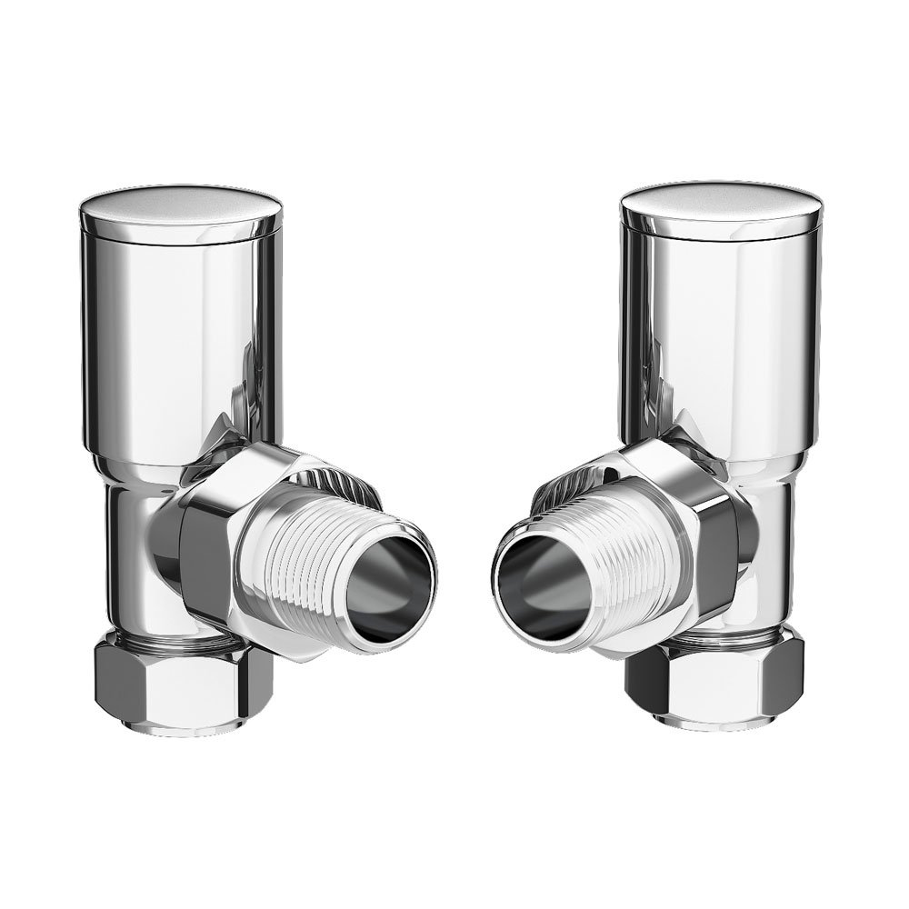 VeeBath VALA40 Pro Control Angled Chrome Towel Rail Radiator Valves Tap Pair-15mm