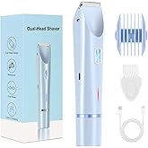 Bikini Trimmer for Women,Dermave Bikini Shaver,2-in-1 Electric Trimmer for Women(Light Blue)