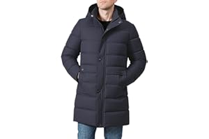 Mens Hooded Long Puffer Jacket Warm Winter Thickened Parka Outerwear Lightweight Ski Padded Down Coat Overcoat