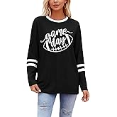 Game Day Shirts for Women: Football Season Tshirts Sunday Funday Football Casual Sport Long Sleeve Tops
