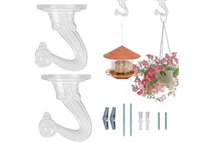 Yomideayard Ceiling Hooks for Hanging Plants Bird Feeders, Wall Mount Planters Hooks for Hanging Flower Pot Wind Chimes, Indoor & Outdoor Heavy Duty Garden Hanger (2, White)