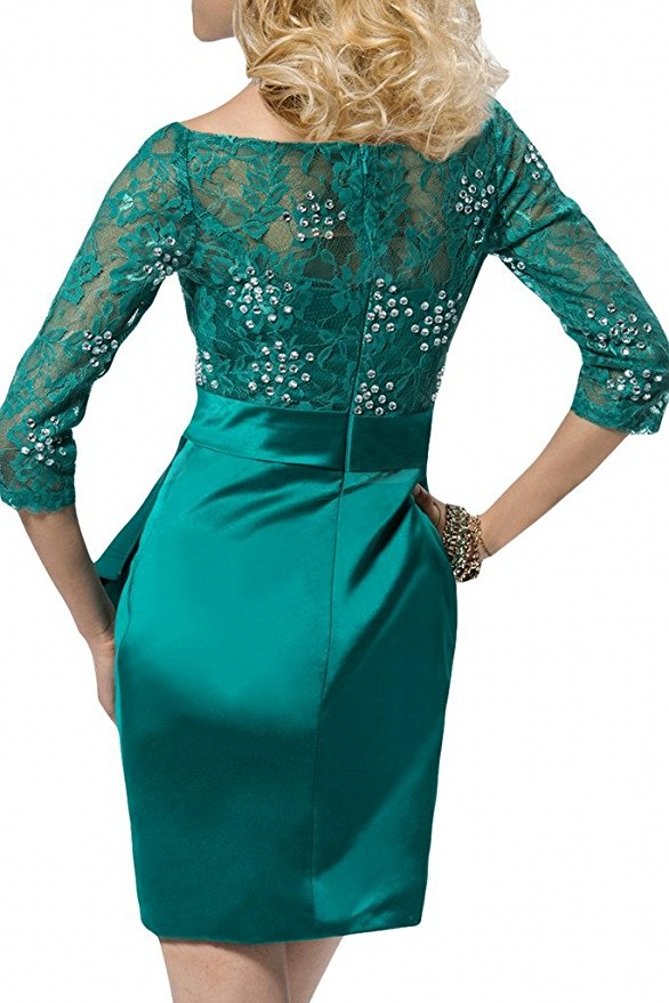 LoveMyth Women's Bodice Tea Length Taffeta Lace Half Sleeve Mother of