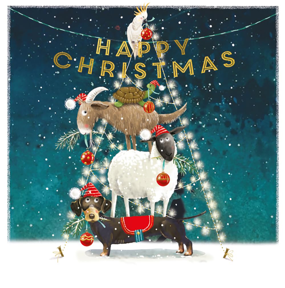 Ling Design Whimsical Cute & Festive Kids & School Pack of 6 Christmas Cards - Premium Board - Charity Christmas Cards Great British Card Company (Christmas Helpers)