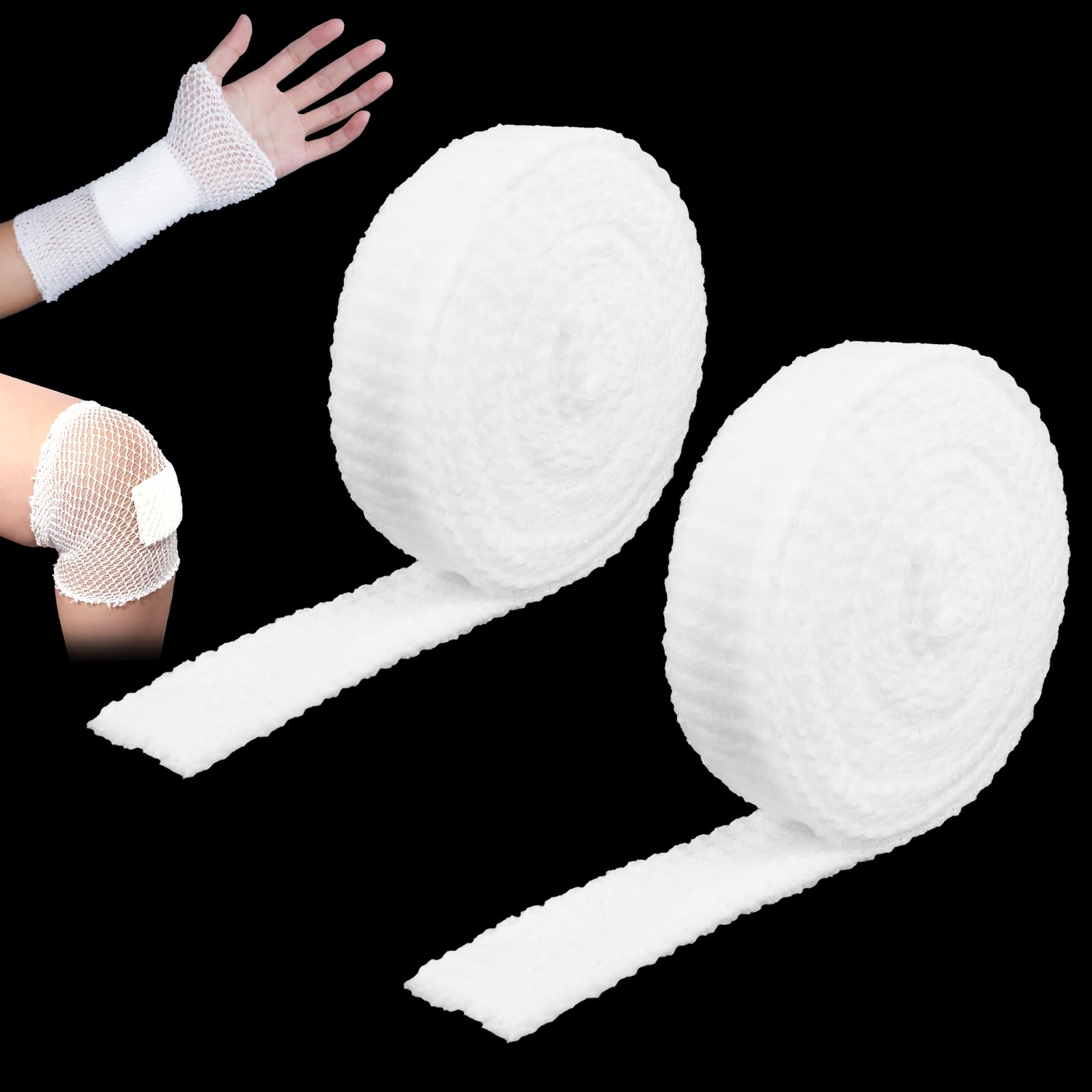 Photo 1 of 2 Rolls Tubular Bandage, 1 Inch Elastic Net Bandages, Wound Dressing Elastic Mesh Net, Tubular Gauze for Arm Wounds Without The Use of Adhesive Tape