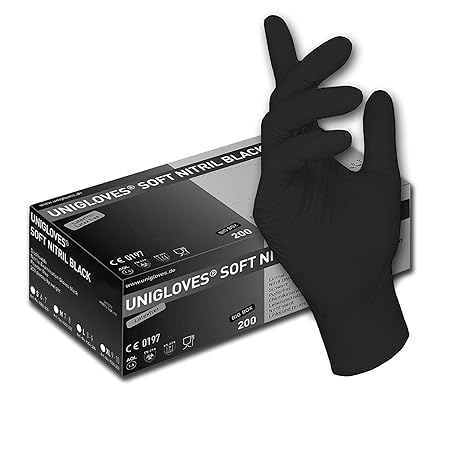 200 Stck - Einweghandschuhe - EU-Schutz - Schwarze Nitril-Handschuhe puderfreie Tätowierhandschuhe Kochhandschuhe (10 / XL)