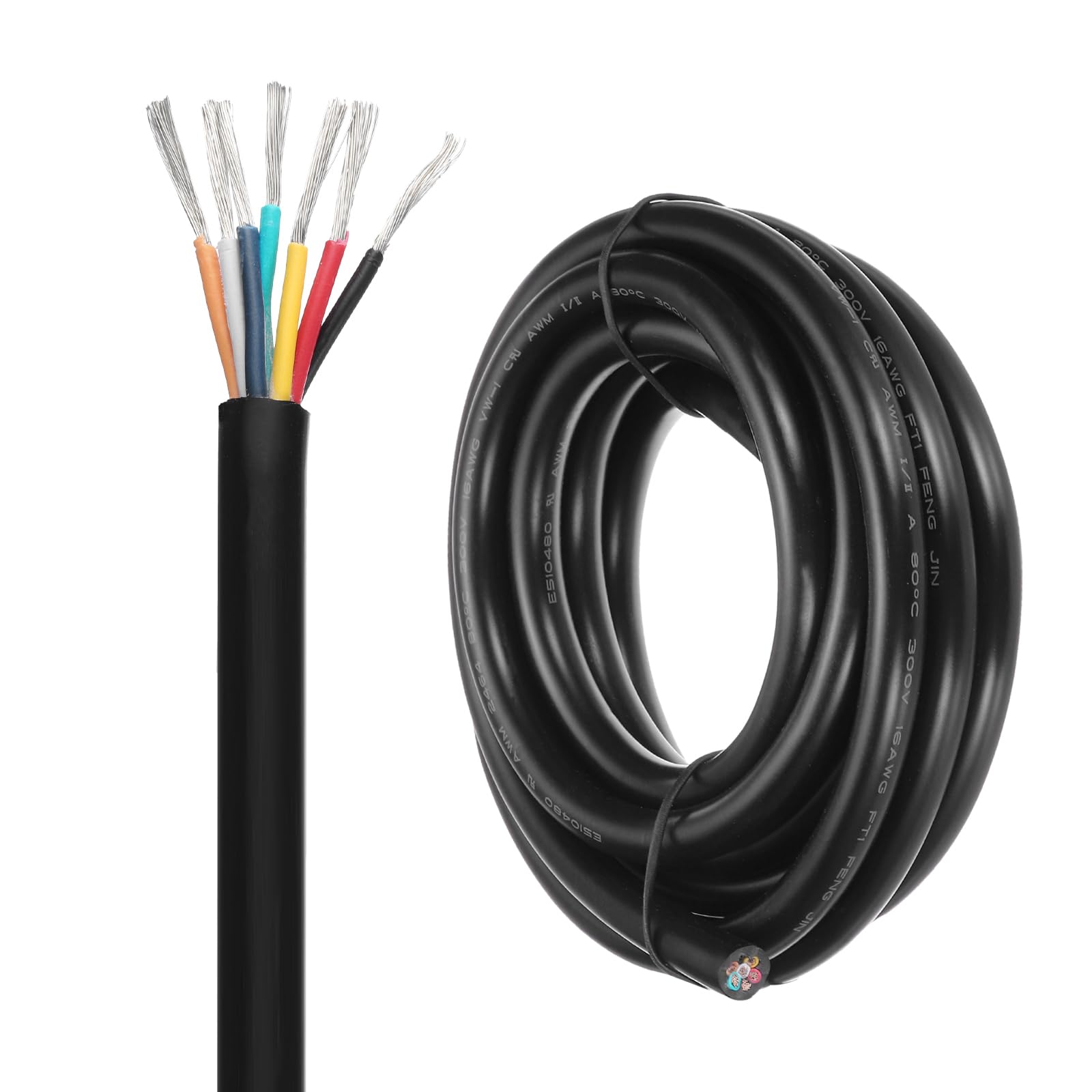 DMiotech 16 Gauge Wire Electrical Wire 7 Conductor, 16 AWG Extension Cable Cord 10 Ft/3 m UL2464 300V Stranded Tinned Copper Wire for LED Lighting Automotive