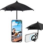 OUTXE Magnetic Phone Umbrella, Universal Mini Tanning Sun Shade Cover | Compatible with Magsafe Cell iPhone/Android/iPad/Kindle (Black)