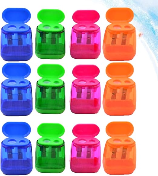 Amazon Co Jp Rosenice 12ピースプラスチック鉛筆削りかわいい子供手動鉛筆削り学校パーティーはギフト混合色を好む ホーム キッチン