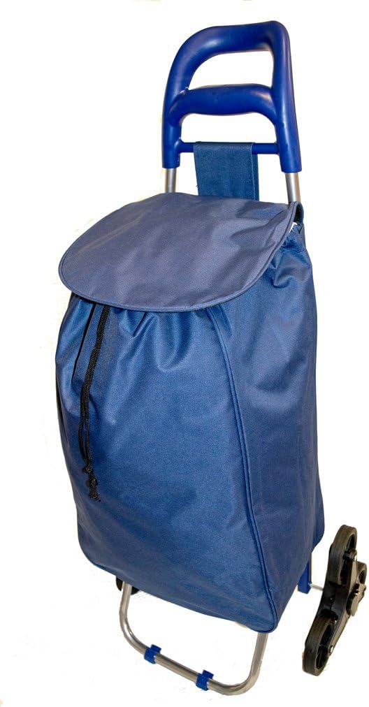 Stair Climber 6 Wheel Shopping Trolley Lightweight Folding Shopper Bag on Wheels (Blue)