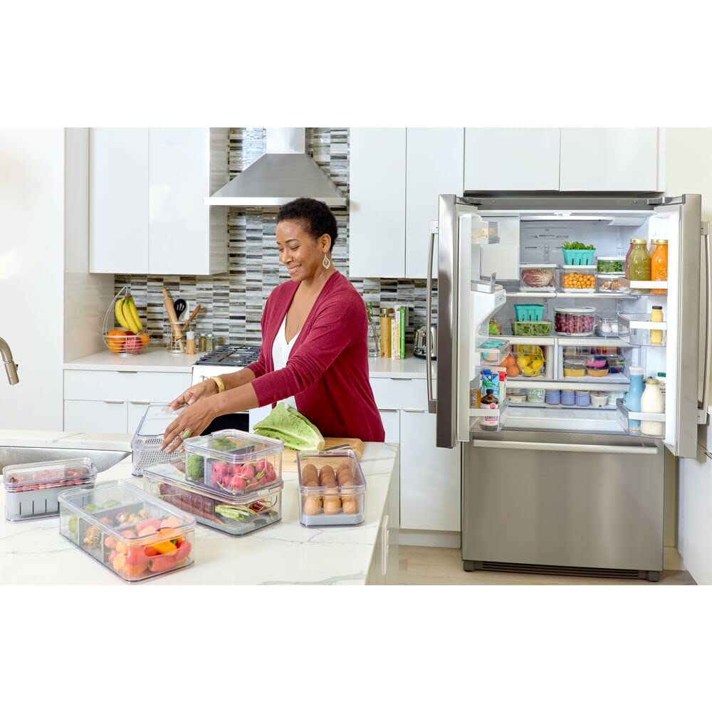 iDesign Crisp Produce Plastic Refrigerator and Modular Stacking Pantry Bin with Lid and Removable Inner Basket, Perfect for Washing Vegetables, Fruit, Lettuce, BPA Free 15.72