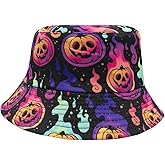YAMEIZE Halloween Bucket Hat for Women - Men Pumpkin Ghost Hat for Adult Funny Beach Outdoor Holiday Party Cap