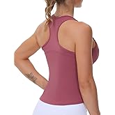 THE GYM PEOPLE Womens' Racerback Workout Tank Tops with Built in Bra Sleeveless Slim Fit
