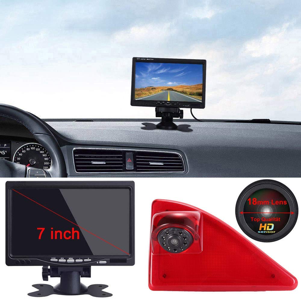 〔18mm Lens Camera + 7'' TFT LCD Monitor〕Car HD waterproof 3rd Brake Light Reverse Camera Kit for Opel/Vauxhall Movano/Renault Master/Nissan NV400