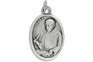 CARITAS ET FIDES Lot of 5 - St John Neumann/Pray for Us 1" Medals Silver Oxidized Made in Italy