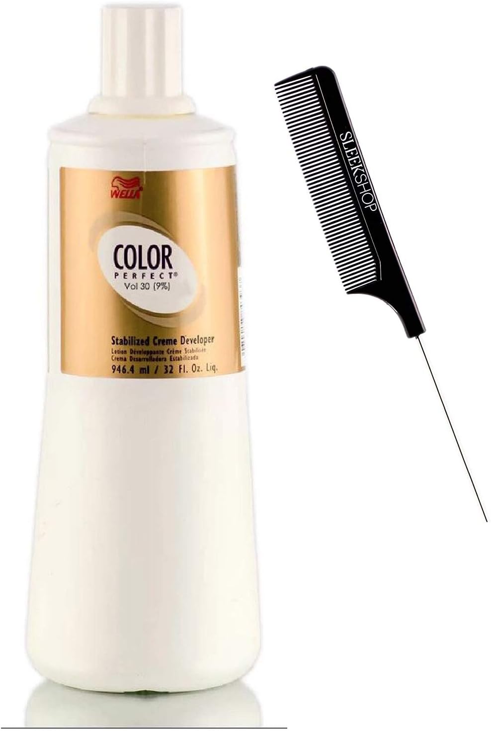 Color Perfect Stabilized Developer Activator for Permanent Creme Gel Haircolor Dye (w/Sleek Tint Brush) Hydrogen Peroxide Cream-Gel Hair Color (CREME - 30 Volume / 9% - 32 oz/liter)