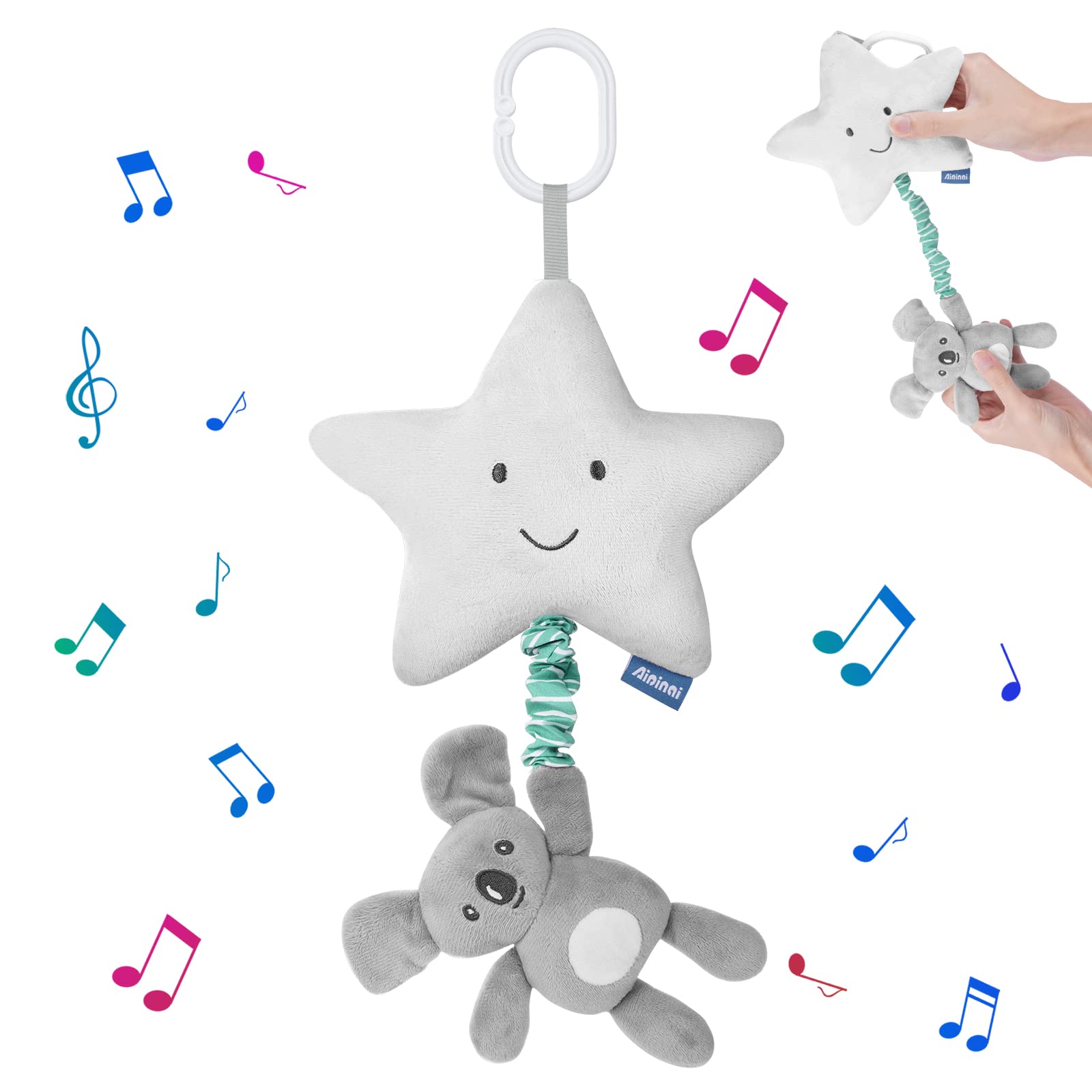 Vicloon Pram Toys for Baby, Baby Pram Pushchair Toys, Plush Pentagram Music Toy, Babies Stroller Toy Comfortable Prams Crib Plush toy, Babies Activity Hanging Plush Soft toy