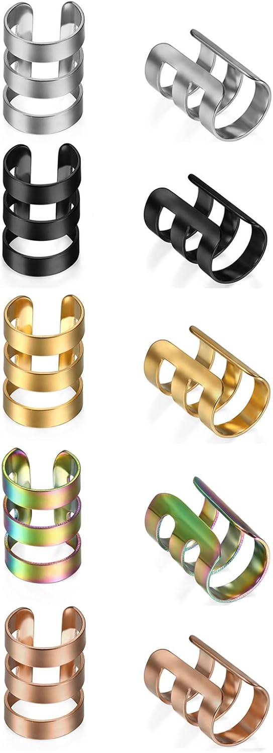 Aroncent 5 works of Unisex 316L Stainless Steel Ear Cuff Wrap Clip Multi Circle Earring Non-Pierced for Women Men on Jewelry