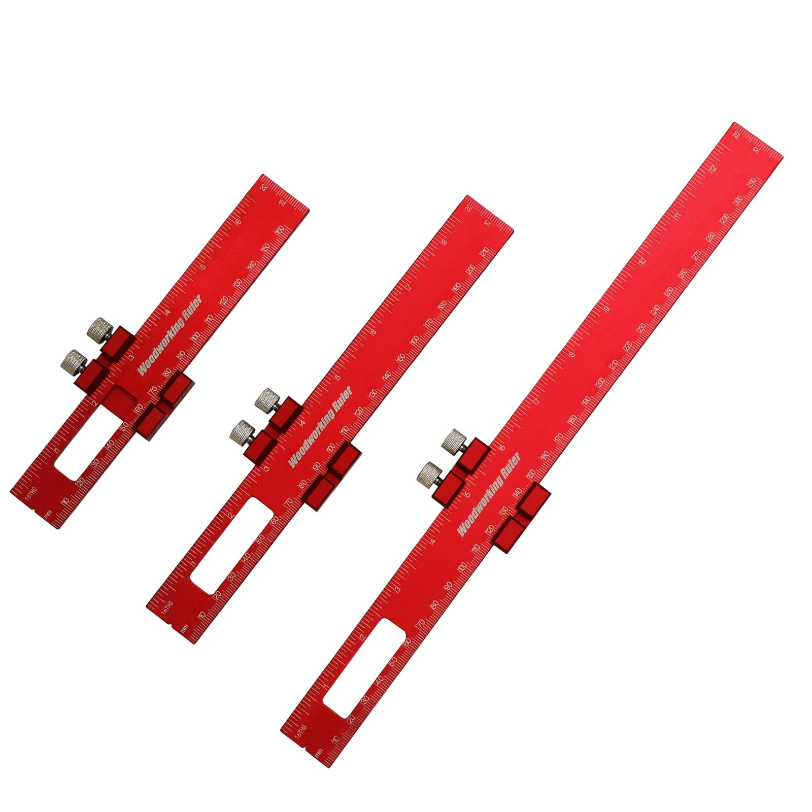 Precision Pocket Ruler Set - 3 Aluminum Alloy Rulers 6/8/12 Inch With Slide Stop For Woodworking, Carpentry & DIY | CNC Machined