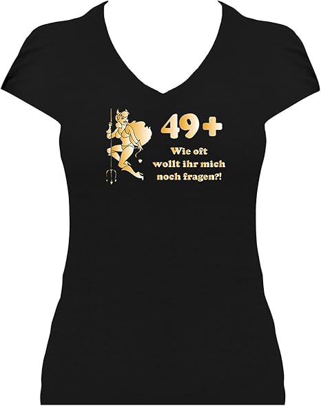 Fun Shirt 50 Geburtstag Teufel Gold Mit Spruch 49 Wie Oft Wollt Ihr Mich Noch Fragen Amazon De Bekleidung