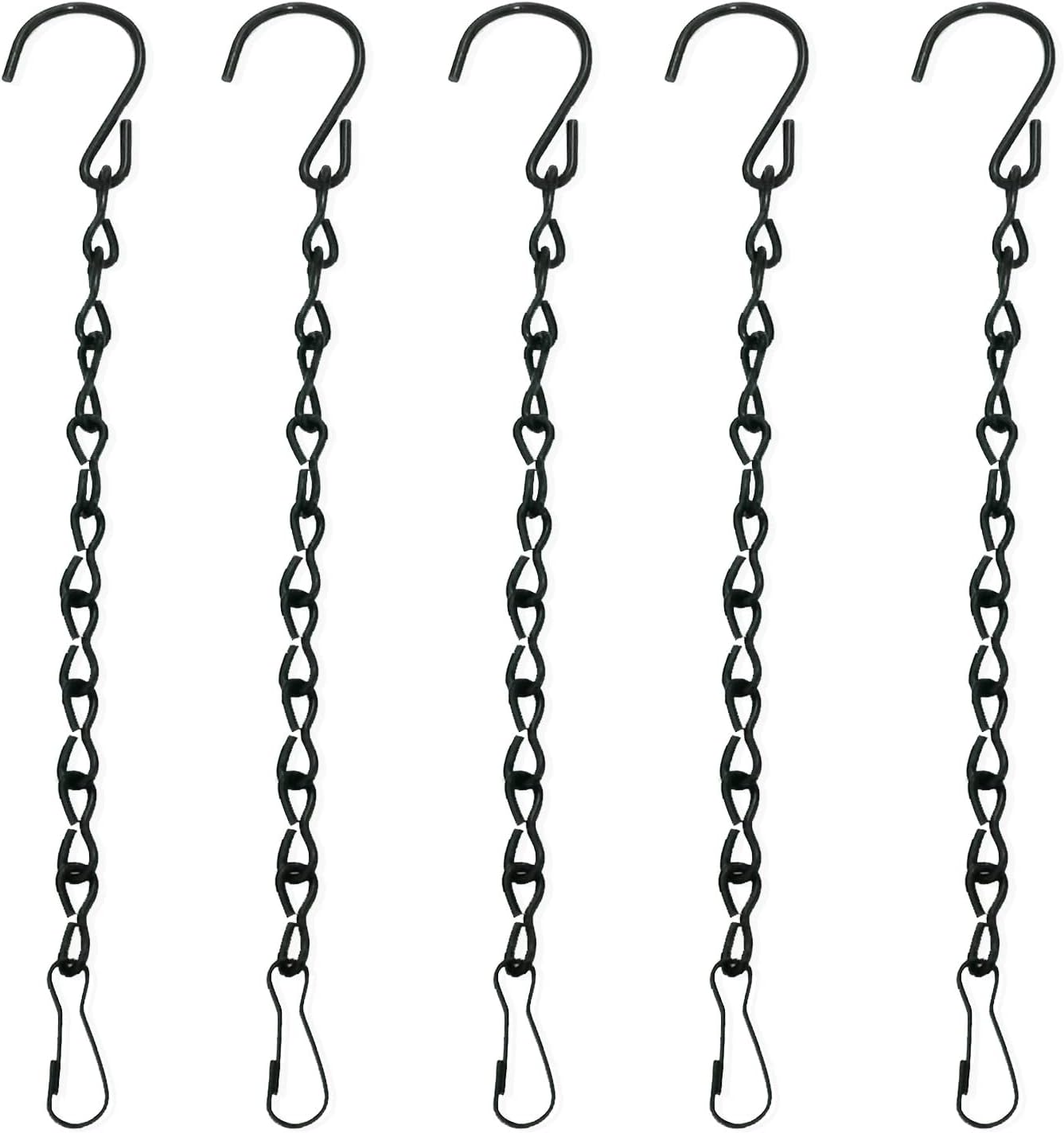 Outdoor Hanging Brackets - Urmspst Hanging Chains, 5 Pcs 9.5 Inch Garden Plant Hanger Chains for Hanging Baskets, Plants, Bird Feeders, Billboards, Lanterns, Wind Chimes, and Decorative Ornaments Etc, Outdoor/Indoor (Black)