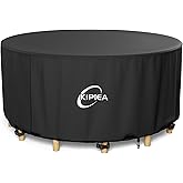 Kipiea Round Patio Table Cover Waterproof, Heavy-Duty Round Patio Furniture Covers, No Tears Anti UV No Fading (62" Dia x 28" H)