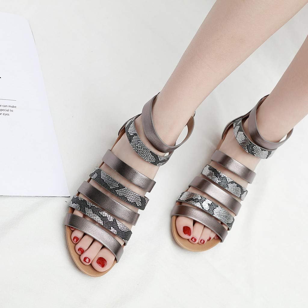 2019 New Summer Womens Snake Wedges Sandals Peep Toe Zipper Sandals Casual Large Size Shoes 5-8.5