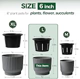 T4U 6 Pack 15cm Self Watering Indoor Plant Pots Grey Plastic view 2