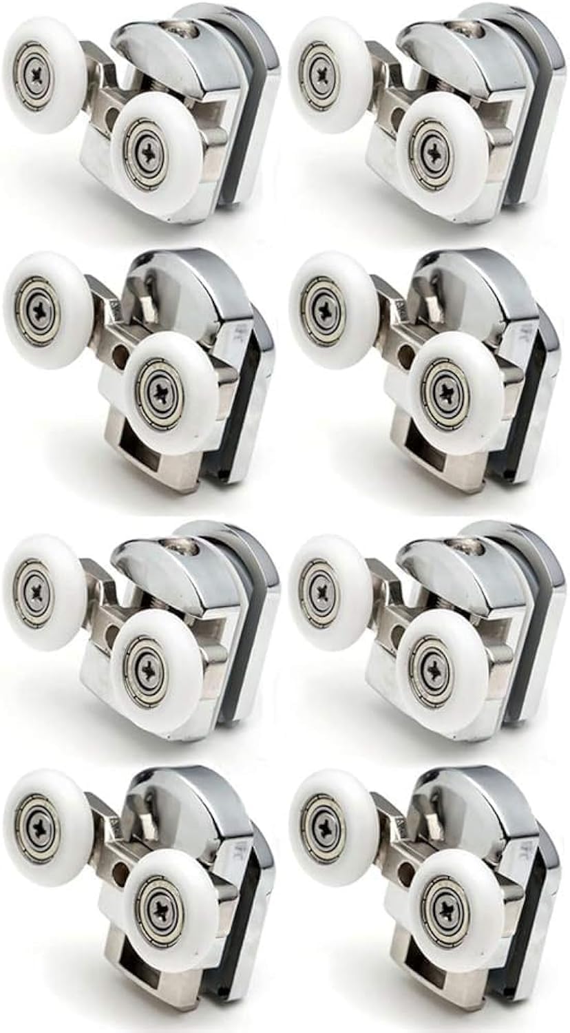 Replacement Shower Door Fixing Wheels in Chrome - 4X Top & 4X Bottom - Fits Glass 4-6mm (23mm,8PCS)