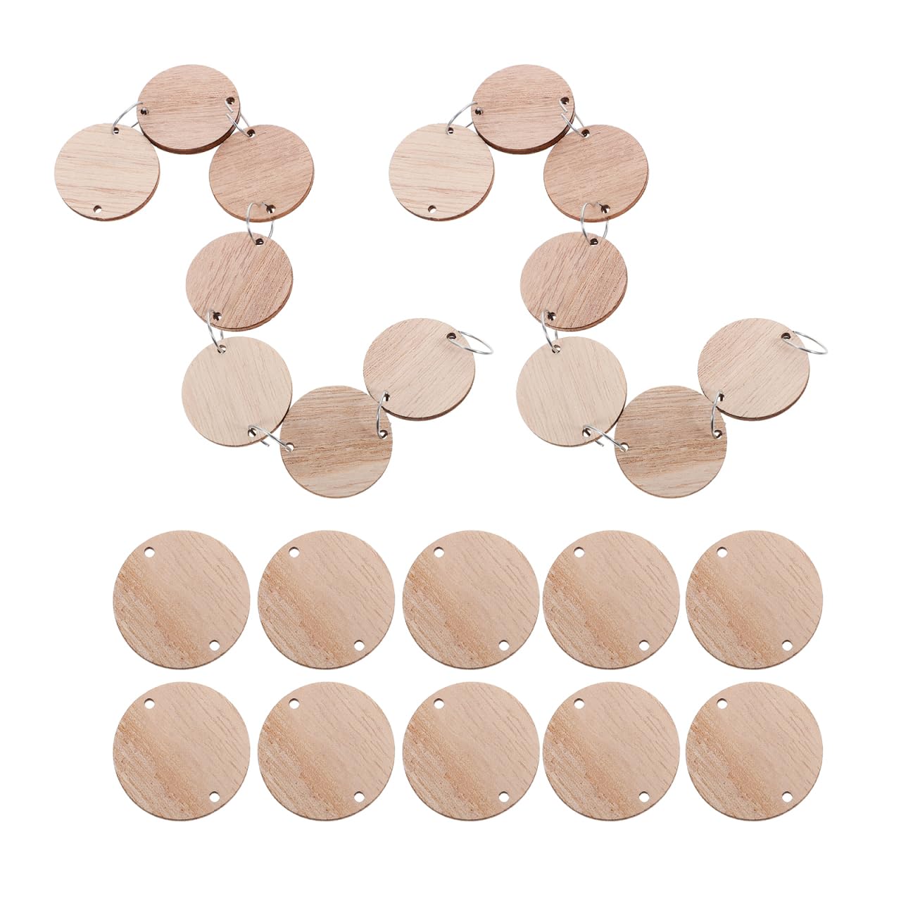 DIY Birthday Calendar Wooden Discs for Crafts 50pcs with 50 Iron Shapes Circles Round Plaque Besportble Disc Slices Iron Loops for DIY Reminder Unfinished Home Decoration Celebration Anniversaries