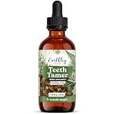 Earthley Wellness Teeth Tamer, Teething Relief for Babies &amp; Kids, Organic Herbal Formula, 3 Month Supply (1.69 oz Glass,1,000 Drops)
