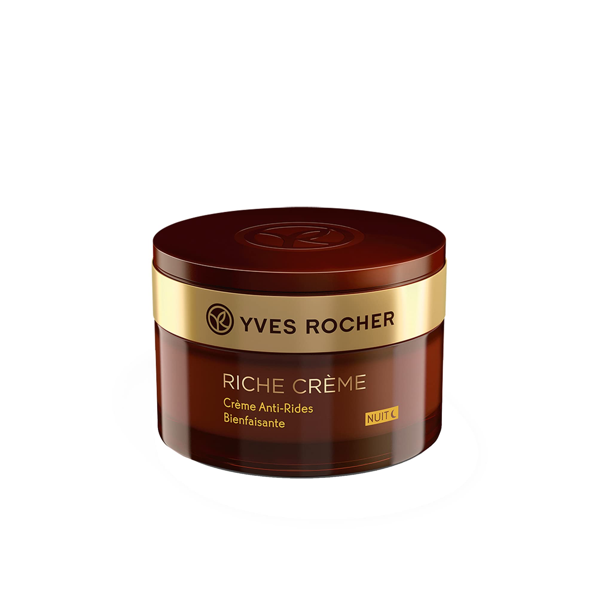 Yves Rocher Face Moisturizer Riche Crème Anti-wrinkle Comforting Night Cream with precious oils, for Mature Skin + Dry skin, 50 ml jar